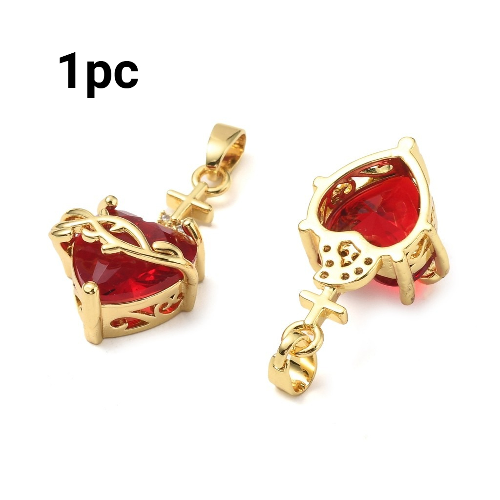 1pc Women's 18K Gold Plated Brass Micro Pave Heart Pendant